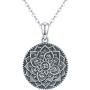 Om Lotus Mandala Necklace 925 Sterling Silver Ohm Aum Boho Yoga Necklaces for Women Open Filigree Flower of Life Necklace for Mom Viking Hippie Gifts Jewelry for Men