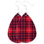 Buffalo Plaid Teardrop Dangle Earring Christmas Faux Leather Earrings Lightweight Handmade Leather Drop Earring for Women Xmas Jewelry Holiday Decor Accessory