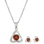 Amber Sterling Silver Celtic Jewelry Set