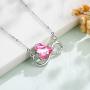 Cat Eye Jewels Blue Made with Swarovski Crystal Love Heart Necklace Silver Tone Chainheart Pendant Jewelry Gifts Gemstone Necklaces for Women Girls