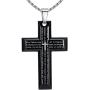 Aoiy Mens Stainless Steel Large Our Father Lords Prayer Cross Pendant Necklace, 23'' Chain