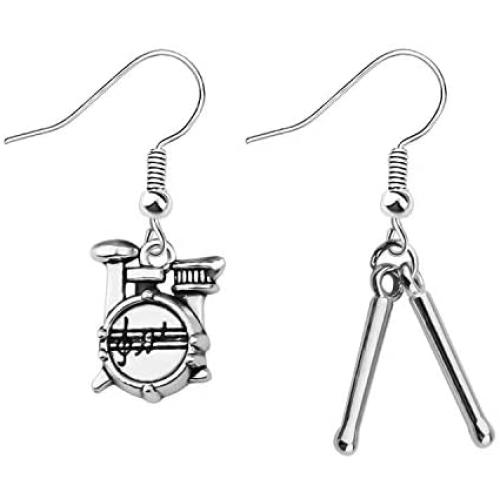 CENWA Music Festival Drums Dangle Earrings Drummer Gift Drummer Jewelry Drum Kit and Drumstick Charm Earrings Gifts Drum Player Band Gifts