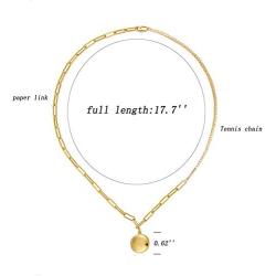 ACC PLANET Gold Coin Necklace 14K Gold Plated Medallion Coin Pendant Round Disc Charm Mothers Day Chunky Gold Pendant Necklaces for Women Gifts