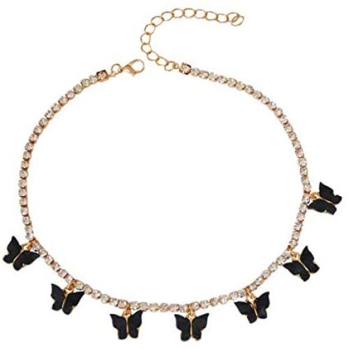 Sinkcangwu Multilayer Colors Butterfly Rhinestone Pendant Necklaces Dainty Necklace Fashion Chain Jewelry for Women and Girls Gift Sinkcangwu Multilayer Colors Butterfly Rhinestone Pendant Necklaces Dainty Necklace Fashion Chain Jewelry for Women and Girls Gift