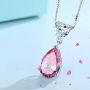 Silver Necklace 18k White Gold Plated 925 Sterling Silver 3 Prong Pear Shape Cubic Zirconia Crystal Heart Pendant Necklace for Women,18'' Silver Chain with Gift Box