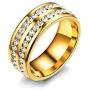 Xusamss Fashion Stainless Steel Double Row Iced Out Crystal Band Ring