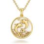 14K Solid Gold Mermaid Necklace Whale tail Pendant Necklace Moissanite Necklaces for Women Dainty Pendant Necklace Yellow Gold 18''