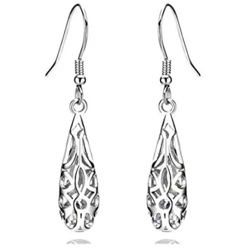 18k Gold Plate 925 Sterling Silver Vintage Filigree Dangle Earrings for Women 18k Gold Plate 925 Sterling Silver Vintage Filigree Dangle Earrings for Women