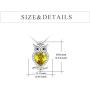WINNICACA Birthstone Necklace s925 Sterling Silver Owl Pendant Necklace Jewelry Gifts Women Girls Birthday Christmas Owl Lovers