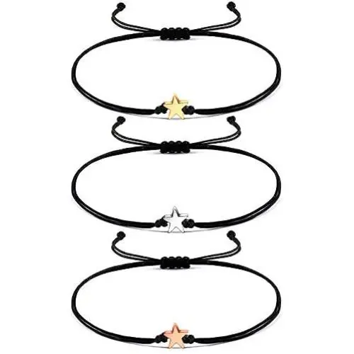 BFF Bracelets for 3 Best Friend Long Distance Matching Star Friendship Pinky Promise Relationship String Wish Bracelet Jewelry Gifts for Bestie Sister BFF Bracelets for 3 Best Friend Long Distance Matching Star Friendship Pinky Promise Relationship String Wish Bracelet Jewelry Gifts for Bestie Sister