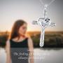 GRECIA White Gold Sloth Necklace for Women Girls, Silver Cross Pendant Necklace Jewelry Gift for Her on Anniversary, Birthday