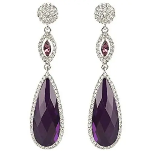 EVER FAITH Rhinestone Crystal Wedding Graceful Tear Drop Pierced Dangle Earrings EVER FAITH Rhinestone Crystal Wedding Graceful Tear Drop Pierced Dangle Earrings