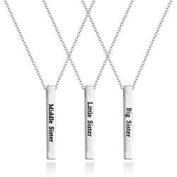 FOTAP 3 Sisters Jewelry Big Sister Middle Sister Little Sister Necklace Triplets Necklace 3 Sisters Necklace Set of 3 Friendship Necklace BFF Gifts