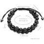 Jovivi 2 Pcs Bead Bracelet for Men Women Lava Rock Essential Oil Diffuser Bracelet Black Leather Natural Stone Beaded Bracelet Set Stainless Steel Cuff Bangle Adjustable