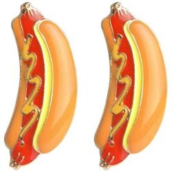 Charmart Hot Dog Lapel Pin 2 Piece Set Enamel Brooch Pins Accessories Badges Gifts