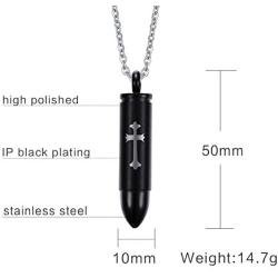 Dreamstone Stainless Steel Cross Bullet Pendant Necklace,Urn Necklaces for Cremation Ashes,Free Chain 20''