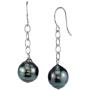 THE PEARL SOURCE 14K Gold Baroque Genuine Black Tahitian South Sea Cultured Pearl Dangling Tincup Earrings for Women