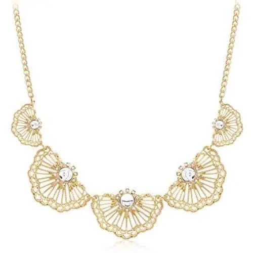 T-Doreen Gold Collar Necklace for Women Boho Round Flower Rhinestone Bib Statement Necklaces T-Doreen Gold Collar Necklace for Women Boho Round Flower Rhinestone Bib Statement Necklaces