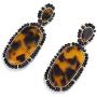 Nicole Miller New York Leopard Print Oblong Shaped Acrylic Black Beads Fashion Dangle Earrings