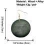 SMALLLOVE Wooden Earrings for Women Girls Vintage African Bohemian Ethnic Wood Big Round Circle Geometric Lightweight Dangle Drop Hook Earrings