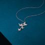 AOBOCO Sterling Silver Butterfly Necklace Embellished with Crystals from Austria & Cubic Zirconia, 18'' + 2'' O-chain, Fine Anniversary Birthday Jewelry Gifts for Women - Dancing Butterfly Series