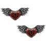 Controse Red Winged Heart with Keyhole Earrings