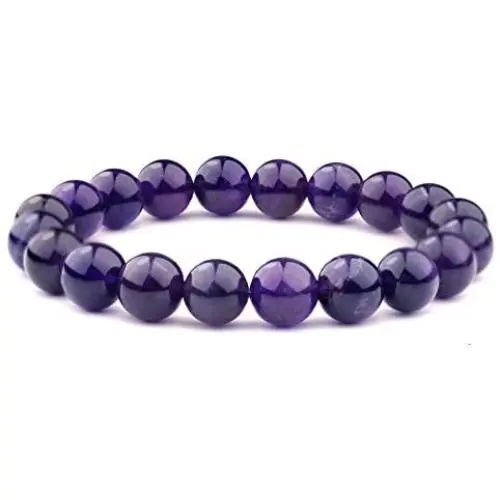 Natural Stone Bracelet, 10mm Amethyst Gemstone Beads Healing Crystal Reiki Chakra Balancing Stretch Bracelets 7'', Stress Relief, Bring Luck and Prosperity Women Men Girls Gifts
