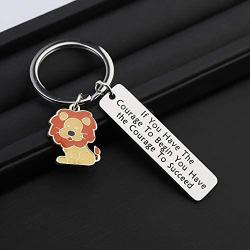 ENSIANTH Wizard of Oz Jewelry If You Have The Courage to Begin You Have The Courage to Succeed Keychain Lion Lover Gifts Animal Positive Jewelry Graduation Student Gift
