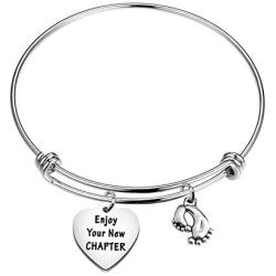 AKTAP Mommy to Be Gift New Parents Gift Enjoy Your Chapter Keychain First Time Mom Gift Pregnancy Announcement Gifts with Baby Footprint Charm