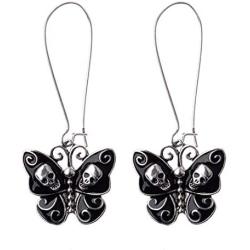 Halloween Earrings for Women Butterfly Skull Drop Dangle Earrings Thin Wire Long Dangling Earrings for Girls