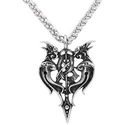 GuoShuang Men 316L Stainless Steel Viking Odins Raven Amulet in Thors Pendant Necklace