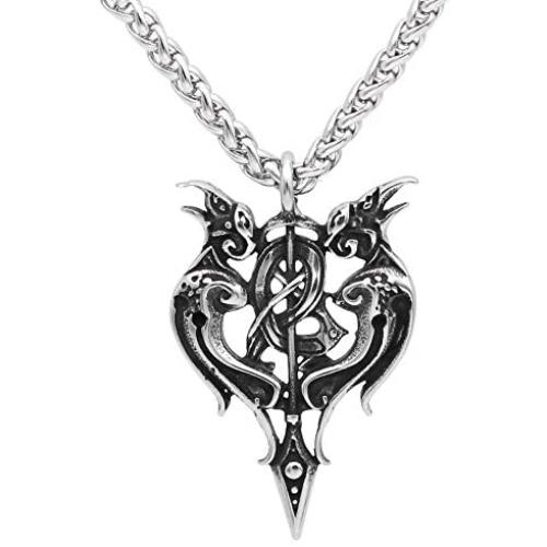 GuoShuang Men 316L Stainless Steel Viking Odins Raven Amulet in Thors Pendant Necklace