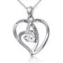 925 Sterling Silver Cubic Zirconia Love Heart Engraved Necklace for Women, 18'' 925 Sterling Silver Cubic Zirconia Love Heart Engraved Necklace for Women, 18''