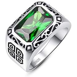 Merthus Antique Style Jewelry Synthetic Black Spinel Mens 925 Sterling Silver Wedding Band Ring