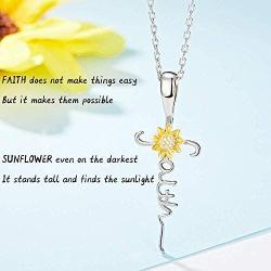 AONED S925 Sterling Silver Sunflower Cross Necklace Jewelry Gifts for Women Girls (Pack with Message Gifts Card)