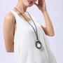 Coostuff Black Sandalwood Pendants Necklace for Women Handmade Long Sweater Necklaces Jewelry