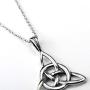 925 Sterling Silver Good Luck Irish Celtic Knot Triangle Vintage Pendant Necklaces, Rolo Chain 18 inches