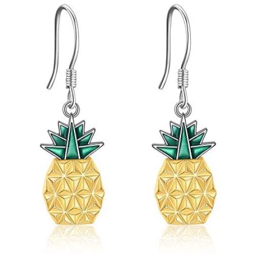 Origami Pineapple Earrings for Women Sterling Silver Pineapple Dangle Earrings Gifts for Girls