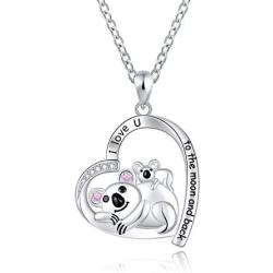 JXJL Mother Daughter Necklace Gift Sterling Silver Good Luck Elephant/Koala Bear/Flamingo/Unicorn Heart Pendant Necklace from Son Christmas Birthday Jewelry for Women Girls