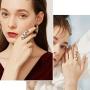 FindChic Leaf Cluster/Snake 18K Gold/Platinum Plated Long Statement Rings for Women CZ Simulated Diamond Stackable Adjustable Knuckle Cuff Rings for Women, with Gift Box