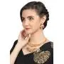 Touchstone Indian Bollywood Handcrafted Traditional Royal Mughal Kundan Polki Meenakari Enamel Colorful Wedding Designer Jewelry Long Necklace Set in Gold and Silver Tone for Women.