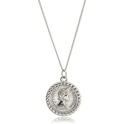 CISHOP Treasure Vintage 18K Special Coin Necklace Sterling Silver Disc Round Circle Pendant Necklace