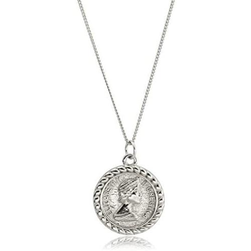 CISHOP Treasure Vintage 18K Special Coin Necklace Sterling Silver Disc Round Circle Pendant Necklace