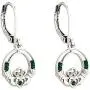 Claddagh Earrings Irish Celtic Green Crystal Rhodium Plated Drops Made in Ireland Claddagh Earrings Irish Celtic Green Crystal Rhodium Plated Drops Made in Ireland