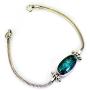 55Carat Natural Oval Cut Cabochon Turquoise Bracelet Bold Look 925 Sterling Silver for Gift Length 6.5-8 Inches