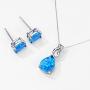 Mints Opal Jewelry Set Sterling Silver Pendant Necklace Stud Earrings October Birthstone Gemstone Fine Jewelry for Women