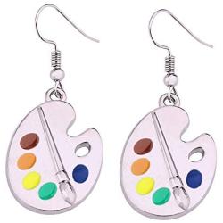 FUSTMW Artist Paint Brush Earrings Paint Palette Charm Earrings Colorful Painter Jewelry Artist Gift Art Teacher Gifts