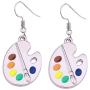 FUSTMW Artist Paint Brush Earrings Paint Palette Charm Earrings Colorful Painter Jewelry Artist Gift Art Teacher Gifts