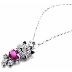 Caperci Cute Lucky Cat Swarovski Crystal Pendant Necklace - Best Christmas Jewelry Gifts for Daughter and Girls