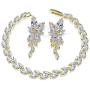 UDORA Brdial Bridesmaid Zirconia Earrings Bracelet Jewelry Set Wedding Prom